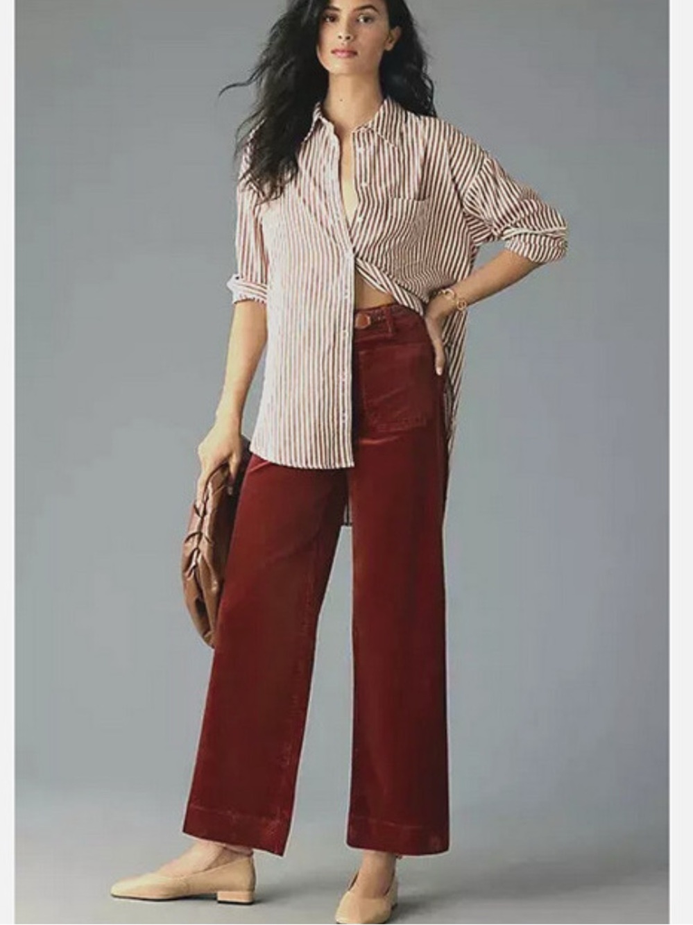 Maeve by Anthropologie Corduroy Cropped Wide-Leg The Colette - Picture 9 of 12